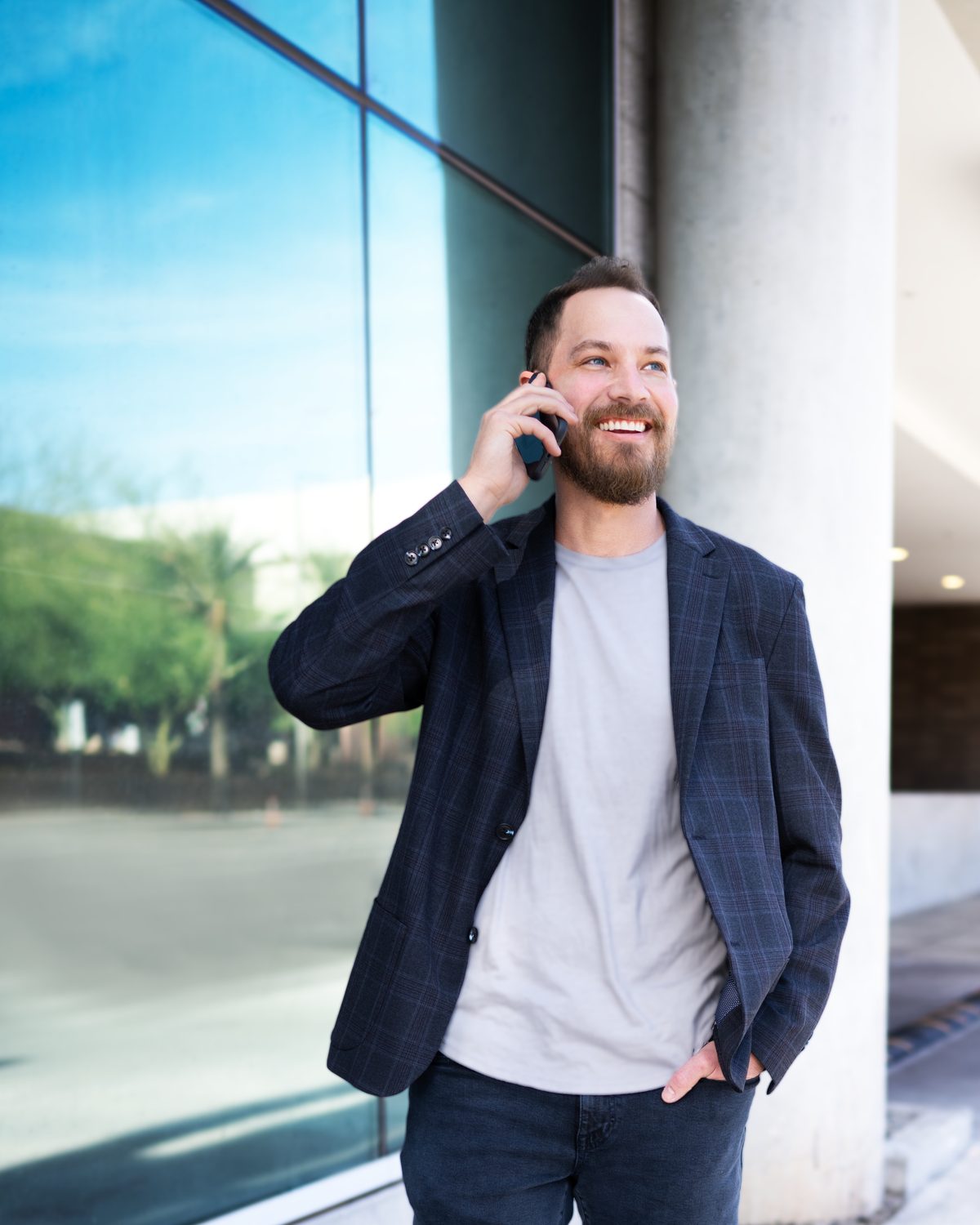 Dylan Forsyth taking a client call in Gilbert, Arizona